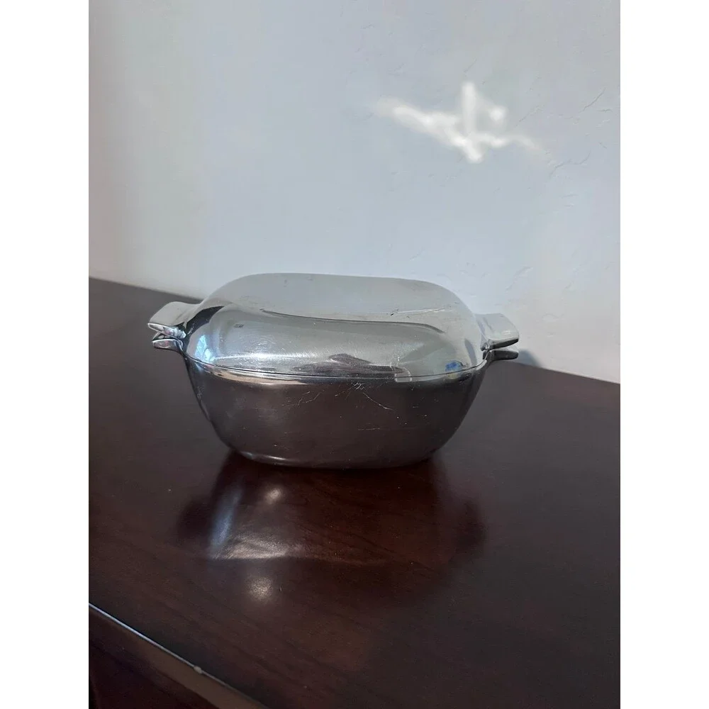 Nambe 13 Vintage Dutch Oven Metal With Lid Alloy Polished Aluminum Rectangle